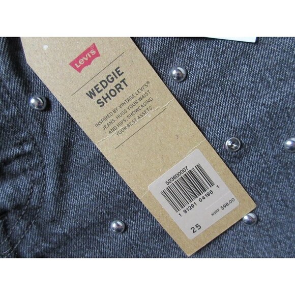 NWT Levis' Wedgie Short in Bling Bling Black Gray Rhinestone Studded Shorts - Picture 8 of 11